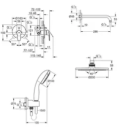 Душова система прихованого монтажу із змішувачем Grohe Eurosmart New UA25183004, Хром - мініатюра 8