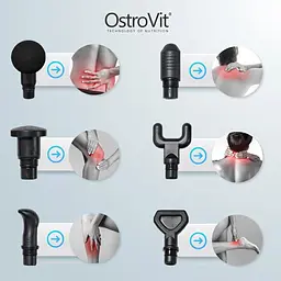 Масажер OstroVit Body Massage Gun у кейсі з насадками Black - мініатюра 6