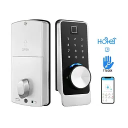 Замок біометричний автономний Trinix TRL-5203BTF Silver Left з Bluetooth, зчитувачем відбитків пальців і карт Mifare (65-00055) - мініатюра 1