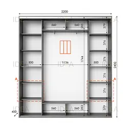 Шафа-купе Idea серія 4 220 x 45 x 240 см Венге темний Дзеркало - мініатюра 2