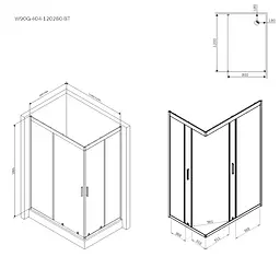 Душове огородження Square Slide AM.PM Gem 120×80 см, прозоре скло, хром матовий профіль W90UG-403-120280-MT - мініатюра 4