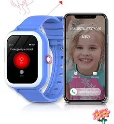 Розумний дитячий годинник Lemfo D59 з GPS, AMOLED дисплеєм, відеодзвінками, SIM-картою, кнопкою SOS та вологозахистом IP67 Рожевий - мініатюра 14