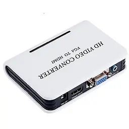Перехідник VGA 15F HDMI M v1.3 Jack 3.5 мм пластик білий RTL