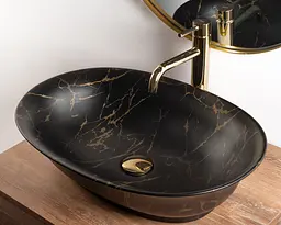 Умивальник Rea Roma marble black mat накладний REA-U5609, Чорний матовий - мініатюра 3