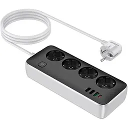 Подовжувач Hoco Sunlight 4-bit desktop socket (L=3M) AC22 3USB/1Type-C, 30W/3A, PD/QC