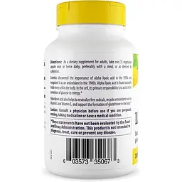 Альфа-ліпоєва кислота Healthy Origins Alpha Lipoic Acid 60 капсул - мініатюра 2