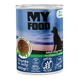 Вологий корм Hermos My Food Для собак шматочки в желе з ягням 400 г