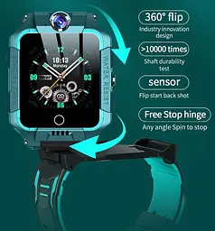 Дитячий смарт годинник Lemfo T10G з поворотним корпусом 360°, подвійною камерою, GPS, сім картою та прослуховуванням До 5 днів роботи Чорний - мініатюра 4