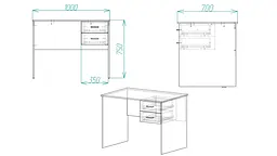 Стіл комп'ютерний Вінсент Ferrum-decor 750x1000x700 ДСП Біле 16 мм (FRD-104800) - мініатюра 3