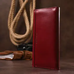 Чудовий шкіряний жіночий гаманець Grande Pelle 11576 бордовий - мініатюра 9