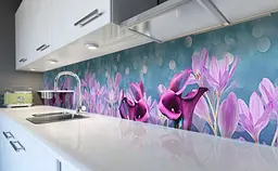 Вініловий кухонний фартух Акварельні Крокуси наклейка для кухні ПВХ Квіти Фіолетовий Happy Pocket Z181594 - мініатюра 6