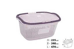 Кошик для білизни Violet House 1002 Віолетта Powder, 28 л, пудровий (1002 Віолетта POW с/к 28 л) - мініатюра 3