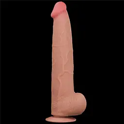 Фалоімітатор LoveToy Sliding-Skin Dual Layer Dong King Sized 34 см тілесний - мініатюра 2