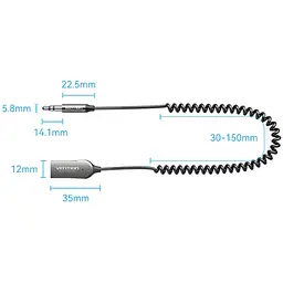 Автомобільний аудіоприймач AUX TRS 3.5мм USB Bluetooth 5.4 Coiled Cable 1.5M Gray Zinc Alloy - мініатюра 2