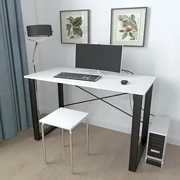 Письмовий стіл Ferrum-decor Драйв 750x1200x600 Чорний метал ДСП Біле 16 мм (FRD-103108) - мініатюра 2