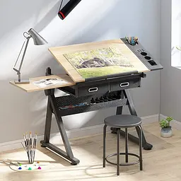 Стіл художній SINOART, 115x61x90 см, дерев'яний, регульований кут нахилу, зі стільцем - мініатюра 6