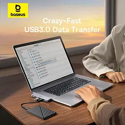 USB-Хаб Baseus UltraJoy Series 5-Port HUB Space Grey (USB-C*2 to USB-C 40Gbps*1+HDMI 4K@30Hz*1+USB3.0*3 (B00052801811-04) - миниатюра 13