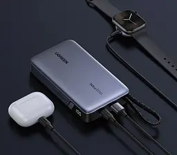 Power Bank Ugreen PB551 20000mah 145W Built-In USB-C Cable LED Gray (55992B) UA - мініатюра 6