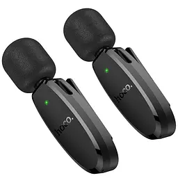 Петличний бездротовий мікрофон Hoco L15 Dual-mic clip-on wireless digital (Lightning/Type-C) Black - мініатюра 3