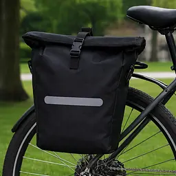 Сумка на багажник Bikemate вертикальна 22 л, велосумка з дощовиком, чорна, до 8 кг