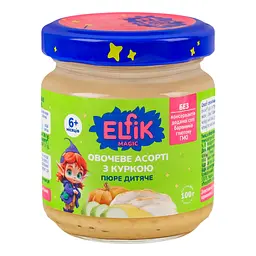Пюре Elfik Magic овочеве асорті з куркою 100 г - мініатюра 5