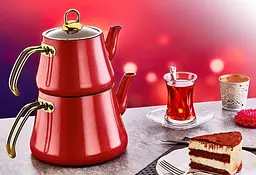 Двоярусний чайник O.M.S. Collection 8203-L Red (1,2/2,2 л.) - мініатюра 2