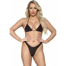 Бодістокінг у велику сітку Leg Avenue Long Sleeved Bodystocking One size Nude довгий рукав
