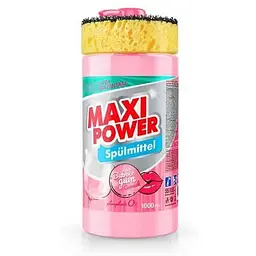 Засіб для миття посуду MAXI POWER 1л дозатор + губка Бабл гам
