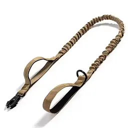 Повідець для собак Harness 114-150см, з металевим тактичним карабіном, банджі-повідець з двома ручками, коричневий