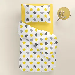 Дитяча постільна білизна в ліжечко COOKIES CS2, жовтий (CookieYellowGrey_99Summer110x160_140) - мініатюра 2