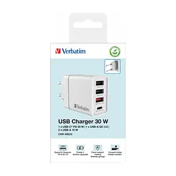 Зарядний пристрій Verbatim USB 30W PD3.0 4-ports white (49701) - мініатюра 8