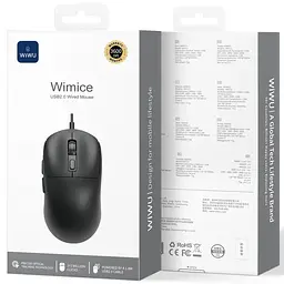 Миша дротова WIWU WM111 Wired Mouse Black - мініатюра 2