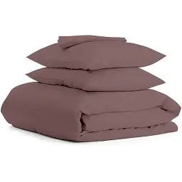 Комплект постільної білизни Cosas євро з простирадлом на резинці MOUSSE CS2 200 x 220 см (Ranfors_Chocolate_El-Chocolate_200)