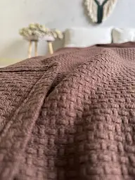 Покривало Zeintex Wheat бавовняне коричневе 220х240 см - мініатюра 6