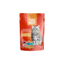 Вологий корм для кішок Пан Кот курка в соусі 100 г (4820111140985) - мініатюра 1