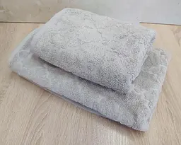 Набір турецьких махрових рушників 50х90+70х140 Gulcan Jacquard Cotton Lux Motif Acik Beige - мініатюра 3