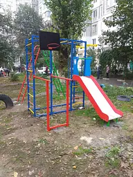 Спортивний ігровий комплекс для дітей з гіркою вуличний - мініатюра 3