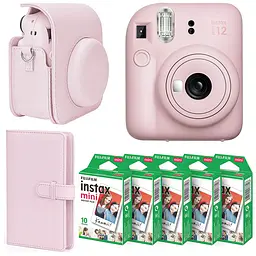 Набор камера Fujifilm Instax Mini 12, Фотобумага 50 шт, Чехол, Фотоальбом 108 фото Розовый