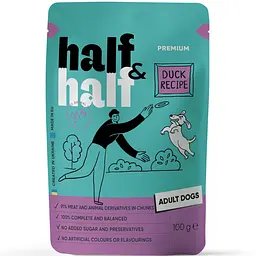 Набір вологих кормів Half & Half 5+1 для дорослих собак, шматочки з качкою в соусі (6 шт. x 100 г) - мініатюра 3