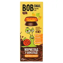Уцінка. Фруктово-овочевий мармелад Bob Snail Яблуко-Манго-Гарбуз-Чіа в бельгійському молочному шоколаді 27 г 
