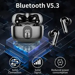 Бездротові навушники Btootos Bluetooth з 4 мікрофонами, світлодіодний дисплей живлення - мініатюра 4