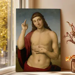 Інтер'єрна картина Благословення Христа, Рафаель, Raphael Santi, Christ Blessing , релігійний декор, 60×43 см (id6957)