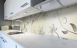 Кухонний фартух Ромашки на вінілових стеблах для кухні 65х250 см Квіти Бежевий Happy Pocket Z184886 - мініатюра 5