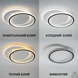 Cвітлодіодна керована люстра STANDART 2R 65 Вт 485x410x50 мм Чорно-біла ESLLSE - мініатюра 3