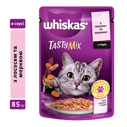 Влажный корм для кошек Whiskas TastyMix, лосось и морковь, 85 г