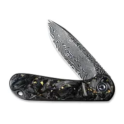 Ніж складаний кишеньковий Civivi Elementum, (7.5 см) Damascus / Carbon Fiber сірий - мініатюра 4