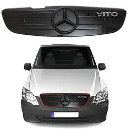 Зимова накладка на радіаторні грати Mercedes Vito-Viano 2010-2014 2 спиці Глянець Voron Glass