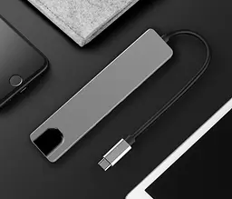 Універсальний концентратор USB для MacBook на 8-Port USB TypeC 3.0 Mini Hub SD, TF, RJ 45 - мініатюра 2