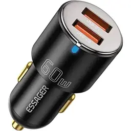 Автомобільний адаптер Essager City Dual для зарядки на 2 USB 60W