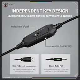 Навушники Onikuma ігрові X-91 Max з мікрофоном та RGB підсвіткою Геймерська дротова гарнітура для ПК PS4 PS5 Xbox - мініатюра 6